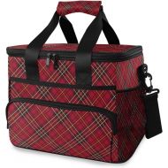 ALAZA Red and Black Plaid Pattern Large Cooler Lunch Bag, Waterproof Cooler Bag for Camping, Picnic, BBQ, Family Outdoor Activities