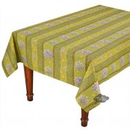 Le Cluny French Linens 52x72 Rectangular Lavender Green Cotton Coated Provence Tablecloth by Le Cluny