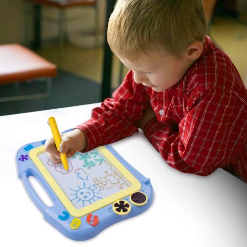  [아마존베스트]ikidsislands IKS85B [Travel Size] Color Magnetic Drawing Board for Kids, Doodle Board for Toddlers, Sketch Pad Toy for Little Boys (Blue)