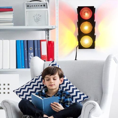  [아마존베스트]Kicko Traffic Light Lamp with Base - Mini Stop Light Lamp, Blinking - Decoration for Kids’ Bedrooms or Themed Parties - Toy for Pretend Play (12.25 Inch)