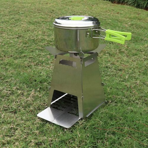 BESPORTBLE 3pcs/Set Stainless Steel Camping Stove Foldable Wood Burning Stove for Camping Backpacking Hiking Picnic BBQ