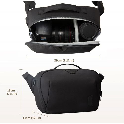  Camera Bag, BAGSMART DSLR Camera Bag, Waterproof Crossbody Camera Case with Padded Shoulder Strap, Anti-Theft Camera Shoulder Bag, Black