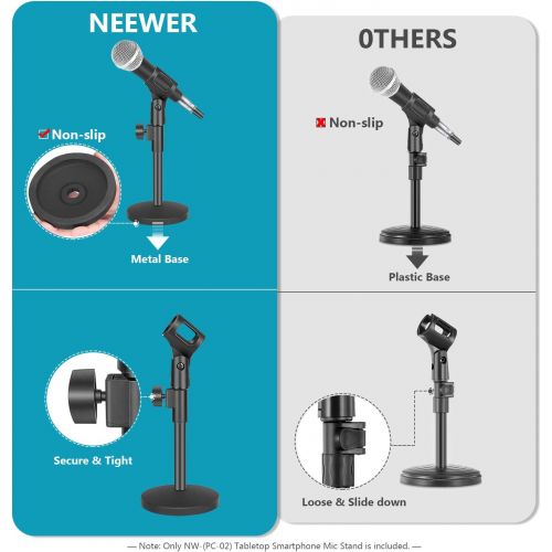 니워 [아마존베스트]Neewer 8/20cm Black Iron Base Desk Microphone Stand with Microphone Clip
