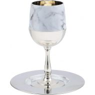 [아마존베스트]Ner Mitzvah Tall Kiddush Cup and Tray - Premium Quality Marble and Chrome Goblet With Stem - Shabbat and Havdalah Goblet - Judaica Shabbos and Holiday Gift -6 Tall