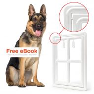 All Dog's Needs Pet Dog Door for Screens  Two-Way Self-Locking Screen Dog Door with Magnetic Lock  Different No-Break Hinge  White Plastic Patio Dog Door Large  12 in. x 16 in.  by All Dog’s