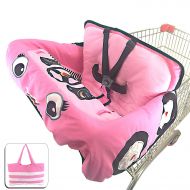 Brain Architect Child Cute Car Design 2-in-1 Shopping Cart&High Chair Cover for Baby with Portable Bag | Universal Fit All Shopping Cart Seat& Restaurant Highchair | 5 Point Safety Harness...