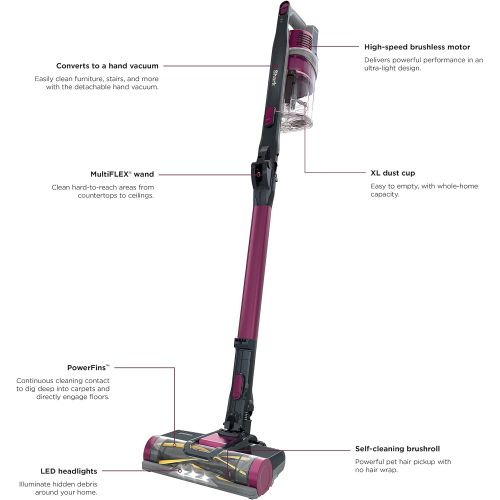  Shark IZ163H Rocket Pet Pro Cordless Stick Vacuum with MultiFlex, Self-Cleaning Brushroll, Dirt Engage Technology and Powerful Suction, in Raspberry