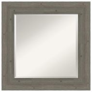 Amanti Art Framed Bathroom Vanity Mirror 20 x 20 Glass Size Fencepost Grey