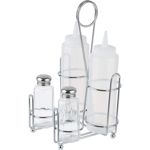  Tablecraft Products Retro Condiment Caddy Set, 1 Pack, Stainless Steel
