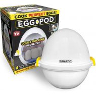 [아마존베스트]EGGPOD by Emson Microwave Hardboiled Egg Maker, Cooker, Boiler & Steamer, 4 Perfectly-Cooked Hard boiled Eggs in Under 9 minutes As Seen On TV