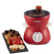 VonShef Fondue Pot, Electric Chocolate Melting Set, Chocolatier Warmer Includes Spatula, 10 Skewers & 10 Forks For Dipping Candy, 2 Heat Settings for Easy Melting (Red)