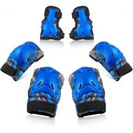 Toyvian Kids Protective Gear Knee Pads for Kids Knee and Elbow Pads with Wrist Guards 3 in 1 Protective Gear Set for Roller Skating Cycling Skateboard Bike Scooter Rollerblade(Blue