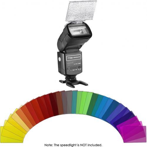 니워 Neewer 30 Pieces Camera Flash Speedlite Lighting Color Gel Filter Kit - Transparent Color Correction Lighting Film Plastic Sheets with Barndoor and Bag for Canon Nikon Sony YONGNUO