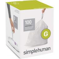 simplehuman Code G Custom Fit Drawstring Trash Bags in Dispenser Packs, 30 Liter / 8 Gallon, White ? 100 Liners
