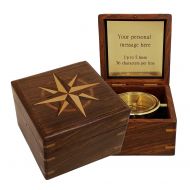 Stanley London Engravable Boxed Compass with Inlaid Compass Rose (Personalized)