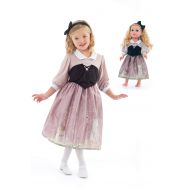 Little Adventures Sleeping Beauty Princess Day Dress Up Costume with Hairbow & Matching Doll Dress (Medium (Age 3-5))