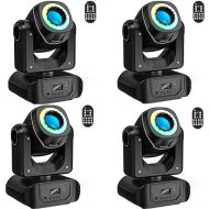 20W Moving Head DJ Lights Stage Lighting LED Moving Head Light with Remote Control & RGBW Cycle Strip 8 GOBO 8 Color Spotlight by DMX and Sound Activtaed Control, 4PCS