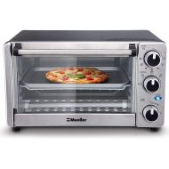 Mueller Austria Toaster Oven 4 Slice, Multi-function Stainless Steel Finish with Timer - Toast - Bake - Broil Settings, Natural Convection - 1100 Watts of Power, Includes Baking Pan and Rack by Mu