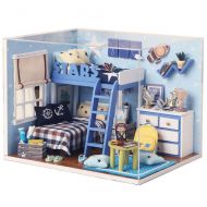 Yiuswoy Star Dollhouse Miniature DIY Kit Bedroom Mini House Model Gift With Cover and LED Light