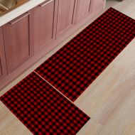 BMALL Kitchen Rug Mat Set of 2 Piece Modern Geometric,Vertical Stripes Inside Outside Entrance Rugs Runner Rug Home Decor,15.7x23.6in+15.7x47.2in