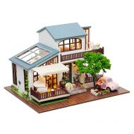 WOLFBUSH Dollhouse Kit Miniature 3D Puzzles Wooden Handmade House Kit Creative London Holiday Basic Version Doll House with LED Light and Furnitures for Children Girls Women