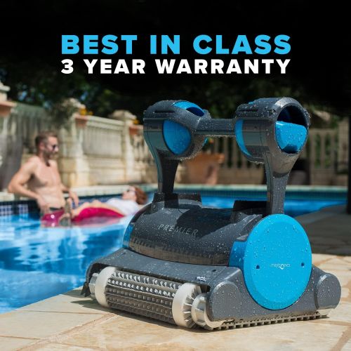  Dolphin Premier Robotic Pool Cleaner with Powerful Dual Scrubbing Brushes and Multiple Filter Options, Ideal for In-ground Swimming Pools up to 50 Feet.