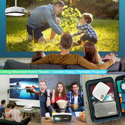  Wifi Bluetooth Projector Support 1080P Full HD Enhanced, 20%+ Brightness, WiMiUS S25 Mini Portable Outdoor Movie Projector w/ Wireless Mirroring & Airplay & Zoom 50%, for Fire TV S