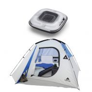 Odoland OZARK TRAIL 4 Person Camping Dome Tent Bundle 100 Lumen Deluxe LED Tent Light - Camping