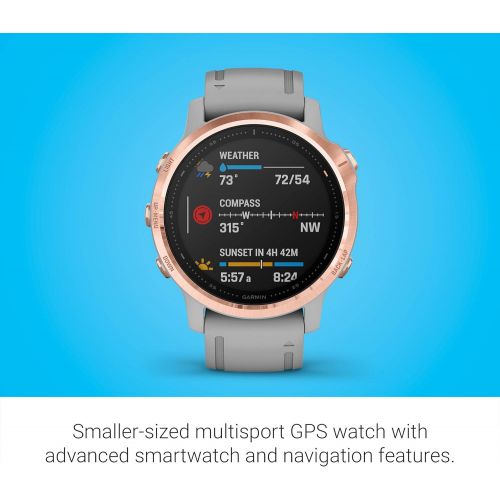 가민 [아마존베스트]Garmin fenix 6S Sapphire, Premium Multisport GPS Watch, Smaller-Sized, Features Mapping, Music, Grade-Adjusted Pace Guidance and Pulse Ox Sensors, Rose Gold with Gray Band