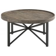 Signature Design by Ashley Ashley Furniture Signature Design - Cazentine Contemporary Rustic Round Cocktail Table - Distressed Top - Grayish Brown / Black