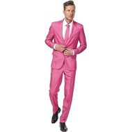 Suitmeister Solid Colored Suits Includes Jacket, Pants & Tie,Solid Pink,Large
