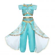 HNXDYY Princess Girls Party Carnival Aladdin Cosplay Sequin Costume