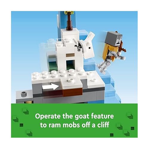  LEGO Minecraft The Frozen Peaks 21243, Cave Mountain Set with Steve, Creeper, Goat Figures & Accessories, ICY Biome Toy for Kids Age 8 Plus Years Old