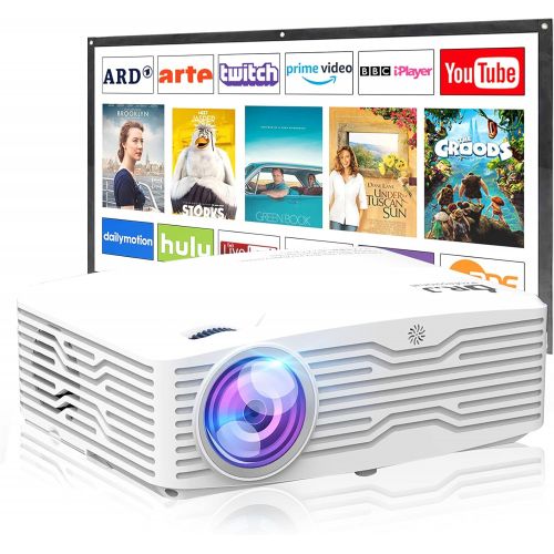  Upgraded Native 1080P Projector, 7500Lumens Full HD Projector, Smartphone Synchronization, Compatible with TV StickPS4DVD PlayerHDMIAVVGA for Indoor and Outdoor Movies, AK-30