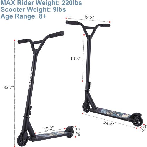  Caroma Complete Pro Scooter - Trick Scooter - Beginner Stunt Scooter for Kids Ages 6-12, Aluminum Entry Level Freestyle Kick Scooters for Kids 8 Years and Up, Teens, Boys, Adults