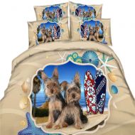EsyDream Hawaii Beach Surfing Cool Dogs Print Duvet Bed Sheet 3PC King Queen Twin Size Beach Starfish Shell Surfing Dog Boys Bedding Bedspreads No Quilt(King,Color 7)