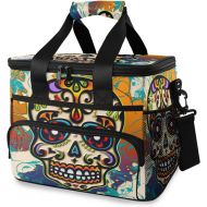 ALAZA Sugar Skull Mexico Dia De Los Muertos Large Cooler Bag Lunch Box Leakproof for Outdoor Travel Hiking Beach