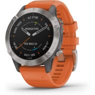 [아마존베스트]Garmin fenix 6 Sapphire, Premium Multisport GPS Watch, Features Mapping, Music, Grade-Adjusted Pace Guidance and Pulse Ox Sensors, Titanium with Orange Band