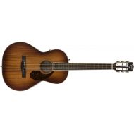Fender Paramount PM-2E Acoustic Guitar - Parlor Body Style - Ovangkol Fingerboard - Aged Cognac Burst