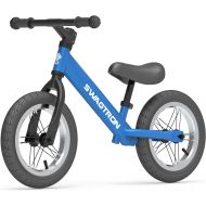 Swagtron K3 12 No-Pedal Balance Bike for Kids Ages 2-5 Years Air-Filled Rubber Tires 7 lbs Lightweight 12~16 Height Adjustable Seat ASTM-Certified
