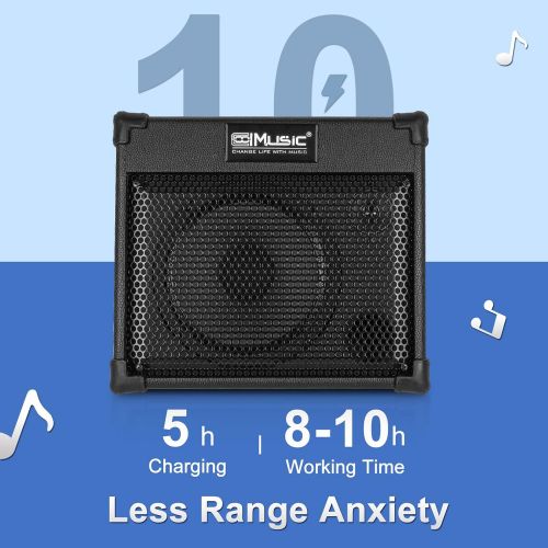  Vangoa Acoustic Guitar Amplifier, 40 Watt Portable Rechargeable Amp for Guitar Acoustic with Bluetooth, 3 Channel, 2 Band EQ, Black