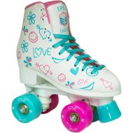 [아마존베스트]Epic Skates Epic Frost High-Top Indoor/Outdoor Quad Roller Skates w/ 2 pr of Laces (Pink & Blue) - Womens
