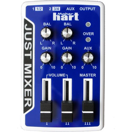  [아마존베스트]MAKER HART JUST MIXER Audio Mixer - Battery/USB Powered Portable Pocket Audio Mixer w/ 3 Stereo Channels (3.5mm) Plus On/Off Switch