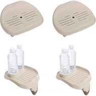 Intex Slip Resistant Hot Tub Seat 2 Pack and Cup Holder/Refreshment Tray 2 Pack