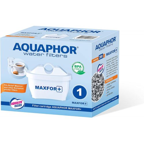  AQUAPHOR Water Filter Onyx Incl. 1 Maxfor+ Filter Cartridge - Premium Water Filter in Glass Look to Reduce Limescale, Chlorine and Other Substances