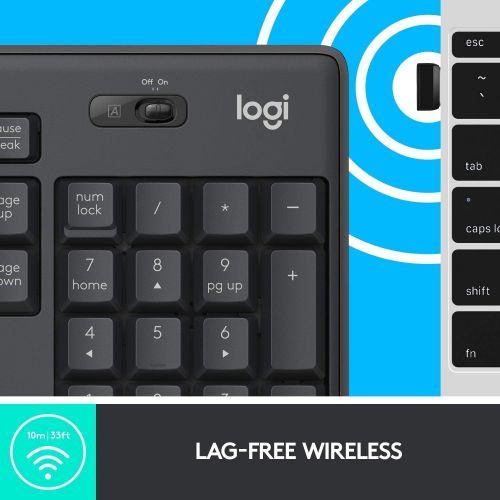 로지텍 [아마존베스트]Logitech MK295 Wireless Mouse & Keyboard Combo with SilentTouch Technology, Full Numpad, Advanced Optical Tracking, Lag-Free Wireless, 90% Less Noise - Graphite