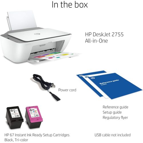  Amazon Renewed HP DeskJet 2755 Wireless All-in-One Printer Mobile Print, Scan & Copy HP Instant Ink Ready (3XV17A) (Renewed)