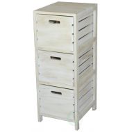 Vintiquewise(TM) Distressed Washed Crates Cabinet 3-Drawer Chest, Washed Wood