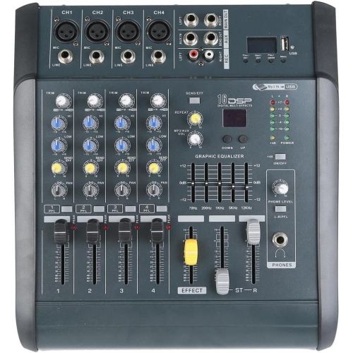  [아마존베스트]TC-Home 4 Channel Professional Powered Mixer power mixing Amplifier Amp 16DSP with USB Slot