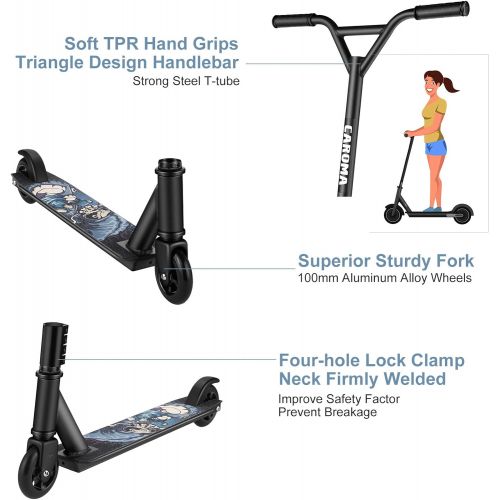  Caroma Complete Pro Scooter - Trick Scooter - Beginner Stunt Scooter for Kids Ages 6-12, Aluminum Entry Level Freestyle Kick Scooters for Kids 8 Years and Up, Teens, Boys, Adults
